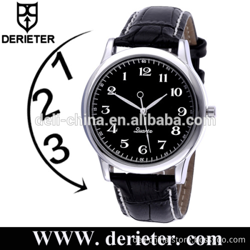 Custom Logo Leather Strap Men Anticlockwise Backward Counter Clockwise Watch